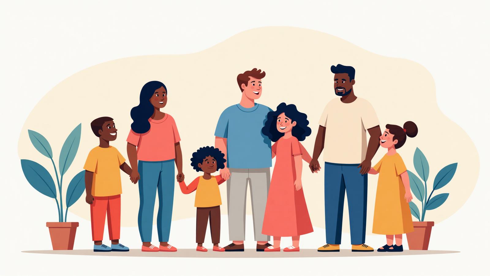 Supportive family illustration